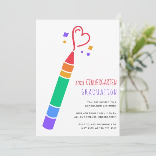 かわいい幼稚園卒業招待状 招待状 (スタンド正面)