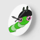 かわいい幼虫 ラウンド壁時計 (傾斜)