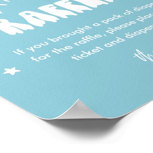 かわいい幽霊おむつラッフルベビーシャワーゲームサイン ポスター (角)