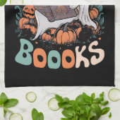 かわいい幽霊がもっと本を読む先生のハロウィン キッチンタオル (折り畳み)