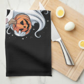 かわいい幽霊がコーヒーを飲むハロウィンアイスコーヒー キッチンタオル (四つ折り)