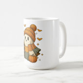 かわいい幽霊がコーヒーを飲むハロウィン コーヒーマグカップ (正面右)
