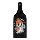 かわいい幽霊がコーヒーを飲む ハロウィン アイスコーヒー カッティングボード (正面)