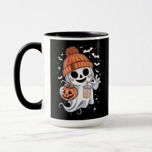 かわいい幽霊がコーヒーを飲む ハロウィン アイスコーヒー マグカップ