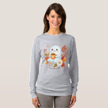 かわいい幽霊がコーヒーを飲むTシャツ - Cozy Vibes O