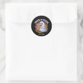 かわいい幽霊がピザを食べる 面白い 怖いハロウィンTシャツ ラウンドシール (バッグ)