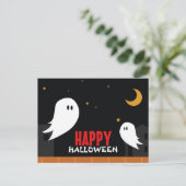 かわいい幽霊が町を歩くハロウィンの夜 シーズンポストカード (スタンド正面)