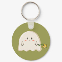 かわいい幽霊が黄色い花を持っている