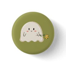 かわいい幽霊が黄色い花を持っている