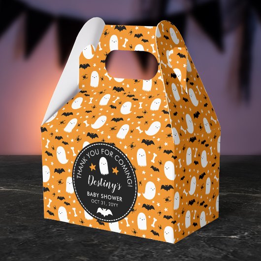 かわいい幽霊こうもりオレンジ色の赤ちゃんシャワーありがとう フェイバーボックス