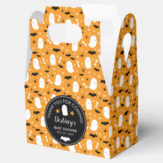 かわいい幽霊こうもりオレンジ色の赤ちゃんシャワーありがとう フェイバーボックス (オープン)