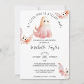 かわいい幽霊こうもりリトルブガールベビーシャワー 招待状 (正面)