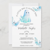 かわいい幽霊こうもりリトルブーボーイベビーシャワー 招待状 (正面)