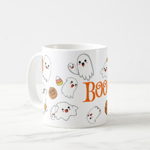 かわいい幽霊たちとカボチャのハロウィンマグ。 コーヒーマグカップ