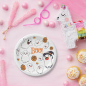 かわいい幽霊たちとカボチャハローウィンパーティプレート ペーパープレート (パーティー)