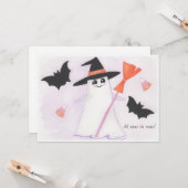 かわいい幽霊とこうもりとキャンディ カード (正面/裏面インサイチュ)