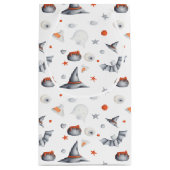 かわいい幽霊とこうもりハロウィンパターン スモールペーパーバッグ (裏面)