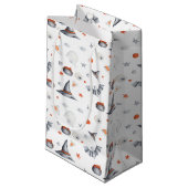 かわいい幽霊とこうもりハロウィンパターン スモールペーパーバッグ (正面アングル)