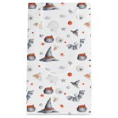 かわいい幽霊とこうもりハロウィンパターン スモールペーパーバッグ (正面)