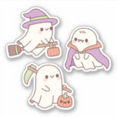 かわいい幽霊として魔女の死神と吸血鬼 シール (正面)