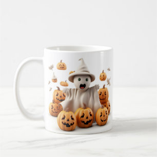 かわいい幽霊とカボチャのコーヒーマグ コーヒーマグカップ
