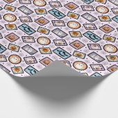 かわいい幽霊とカボチャのハロウィン切手パターン ラッピングペーパー (角)