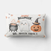 かわいい幽霊とカボチャのハロウィーン ランバークッション (正面)