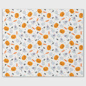 かわいい幽霊とカボチャハロウィーン ラッピングペーパー (フラット)