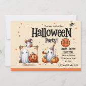 かわいい幽霊とカボチャハロウィーン 招待状 (正面)