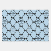 かわいい幽霊とコケット弓ハロウィンブルー ラッピングペーパーシート (正面2)