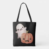 かわいい幽霊とジャック·O·ランタンのトリック·オア·トリート トートバッグ (裏面)