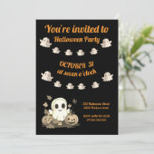 かわいい幽霊とハロウィーンの招待 招待状 (スタンド正面)