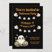 かわいい幽霊とハロウィーンの招待 招待状 (正面/裏面)