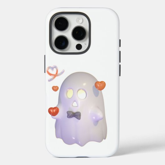 かわいい幽霊とハート3Dイラストレーション Case-Mate iPhoneケース (裏面)