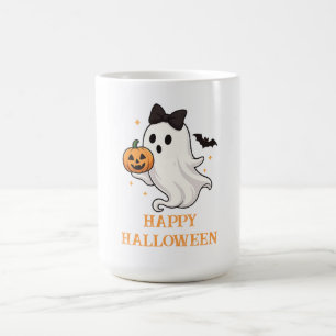 かわいい幽霊と弓とカボチャ ハロウィン コーヒーマグカップ