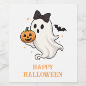 かわいい幽霊と弓とカボチャ | ハロウィン ワインラベル (シングルラベル)