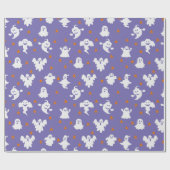 かわいい幽霊と星パターンハロウィン ラッピングペーパー (フラット)