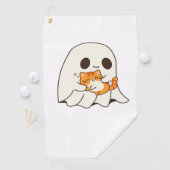 かわいい幽霊と猫、ギフトクラシックハロウィンTシャツ ゴルフタオル (インサイチュ)