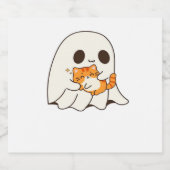 かわいい幽霊と猫、ギフトクラシックハロウィンTシャツ スパークリングワインラベル (シングルラベル)