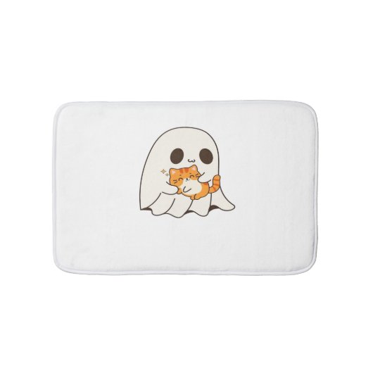 かわいい幽霊と猫、ギフトクラシックハロウィンTシャツ バスマット (正面)