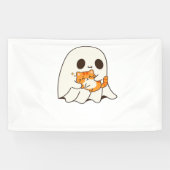 かわいい幽霊と猫、ギフトクラシックハロウィンTシャツ 横断幕 (横)