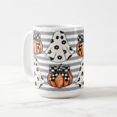 かわいい幽霊と秋のカボチャ コーヒーマグカップ (正面左)