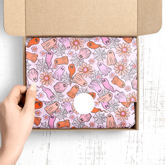 かわいい幽霊と花柄ハロウィン 薄葉紙