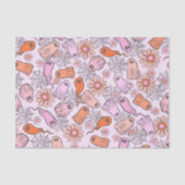 かわいい幽霊と花柄ハロウィン 薄葉紙 (正面)