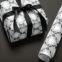 かわいい幽霊と黒い弓オングレーハロウィーン ラッピングペーパー