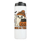 かわいい幽霊と黒猫のトリックまたは特大おごり タンブラー (正面)