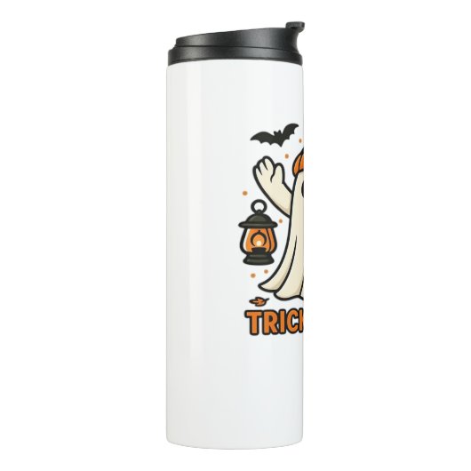 かわいい幽霊と黒猫のトリックまたは特大おごり タンブラー (回転左)