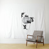 かわいい幽霊と黒猫クラシックTシャツ タペストリー (インサイチュ(横))