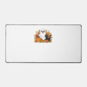 かわいい幽霊と黒猫クラシックTシャツ デスクマット (正面)