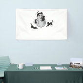 かわいい幽霊と黒猫クラシックTシャツ 横断幕 (トレードショー)